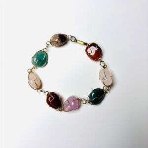 Vintage Wire wrapped Multi-Color Semi-Precious stone Bracelet.
